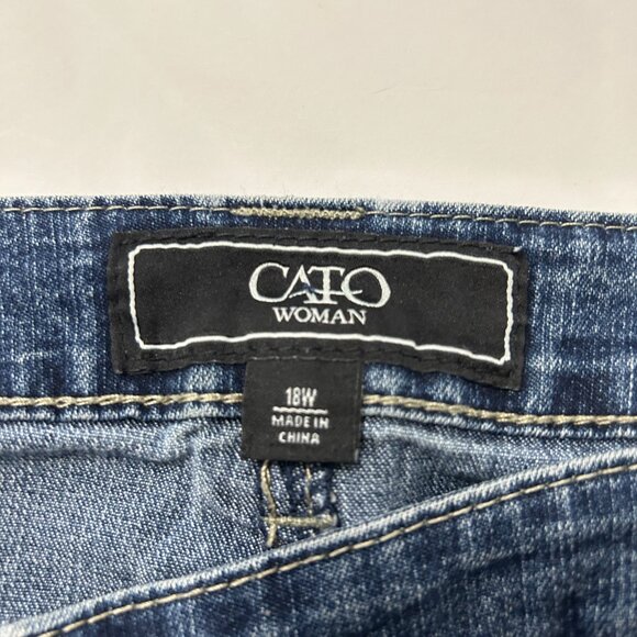 Cato Womens Denim Jean Maxi Skirt Back Slit Embroidered Pockets Size 18W Y2K - Picture 2 of 16